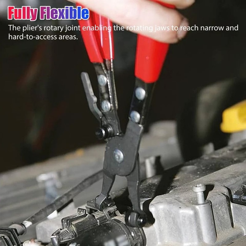 Hose Clamp Plier With Swivel Jaw Locking Mechanism Flat Band Angled For Automotive And Industrial U 3