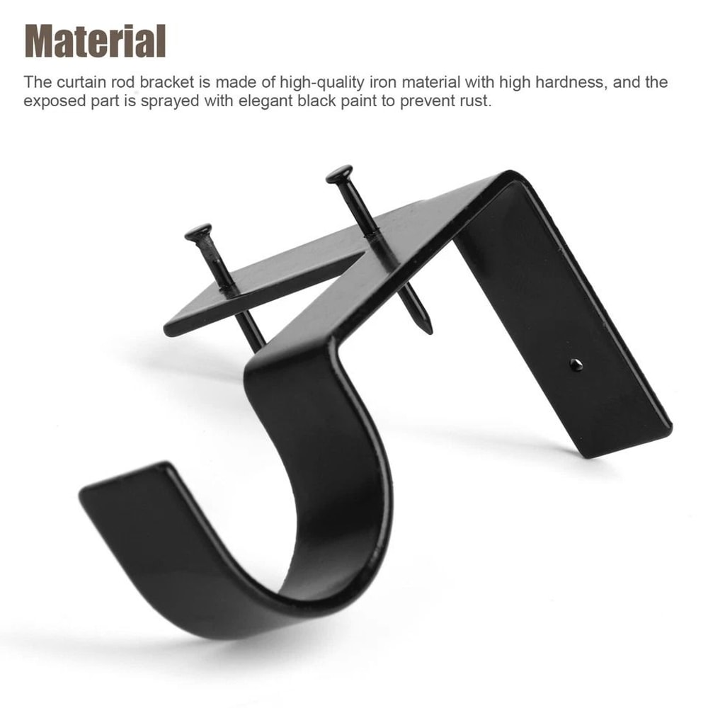 Curtain Rod Brackets Window Frame Hangers Strong Steel Holders For Curtains 3