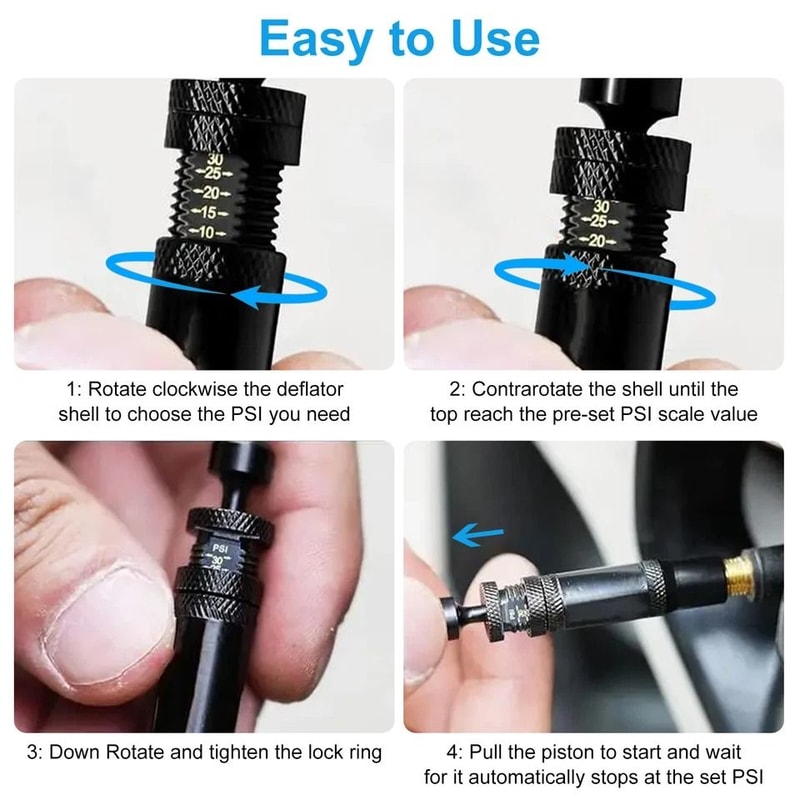 Adjustable Tire Deflator Kit AutoStop PSI OffRoad Valve Stem Tool For Truck SUV Motorcycle ATV Jeep 4