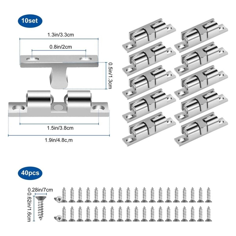 Silver Closet Door Catch Latches Double Ball Cabinet Catch Zinc Alloy Adjustable Tension For Cabine 2