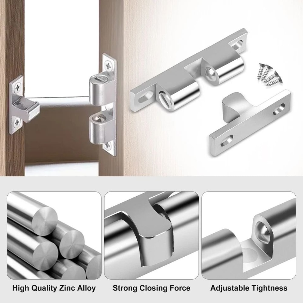 Silver Closet Door Catch Latches Double Ball Cabinet Catch Zinc Alloy Adjustable Tension For Cabine 3