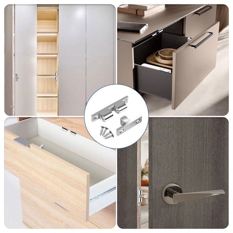 Silver Closet Door Catch Latches Double Ball Cabinet Catch Zinc Alloy Adjustable Tension For Cabine 0