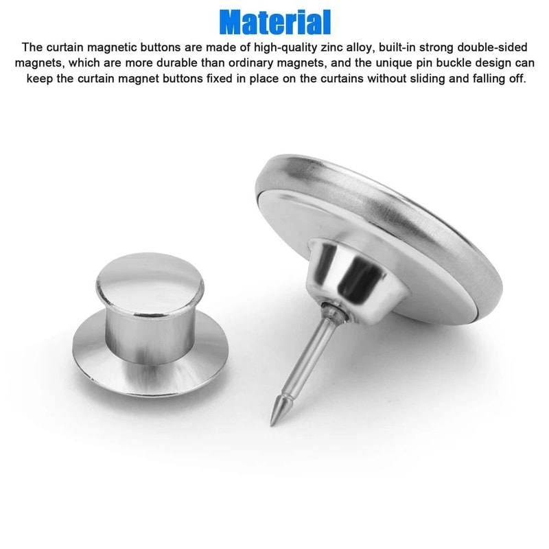 Magnetic Curtain Clips NailFree Button Buckle Silver Alloy DoubleSided Magnets Home Decor 1