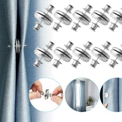 magnetic curtain clips, nail-free button buckle, silver alloy, double-sided magnets, home decor