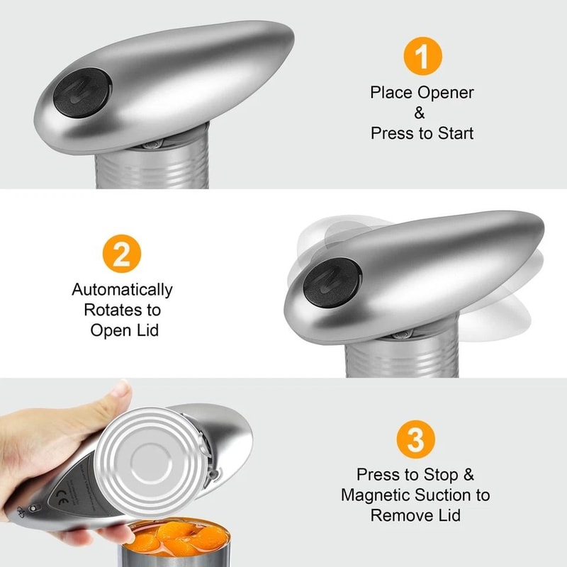 Automatic Electric Can Opener Stainless Steel Smooth Edge Design HandsFree For Kitchen Use 2