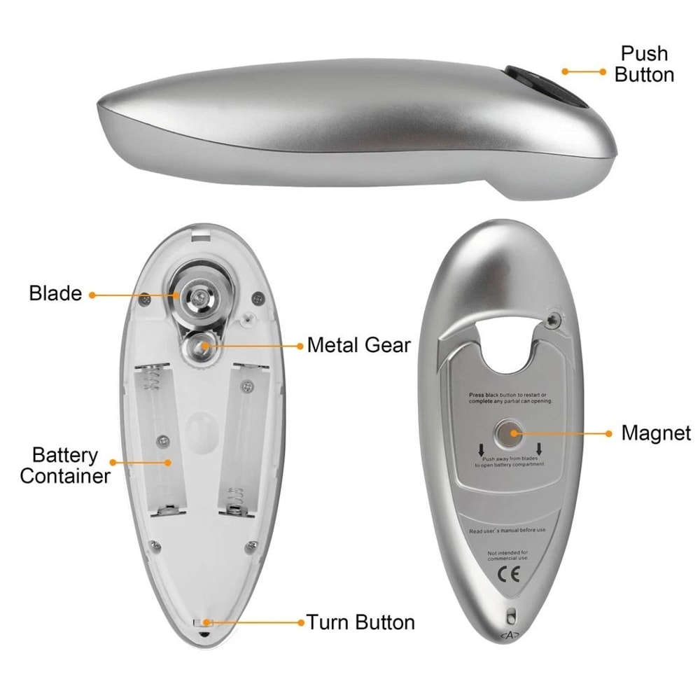 Automatic Electric Can Opener Stainless Steel Smooth Edge Design HandsFree For Kitchen Use 3