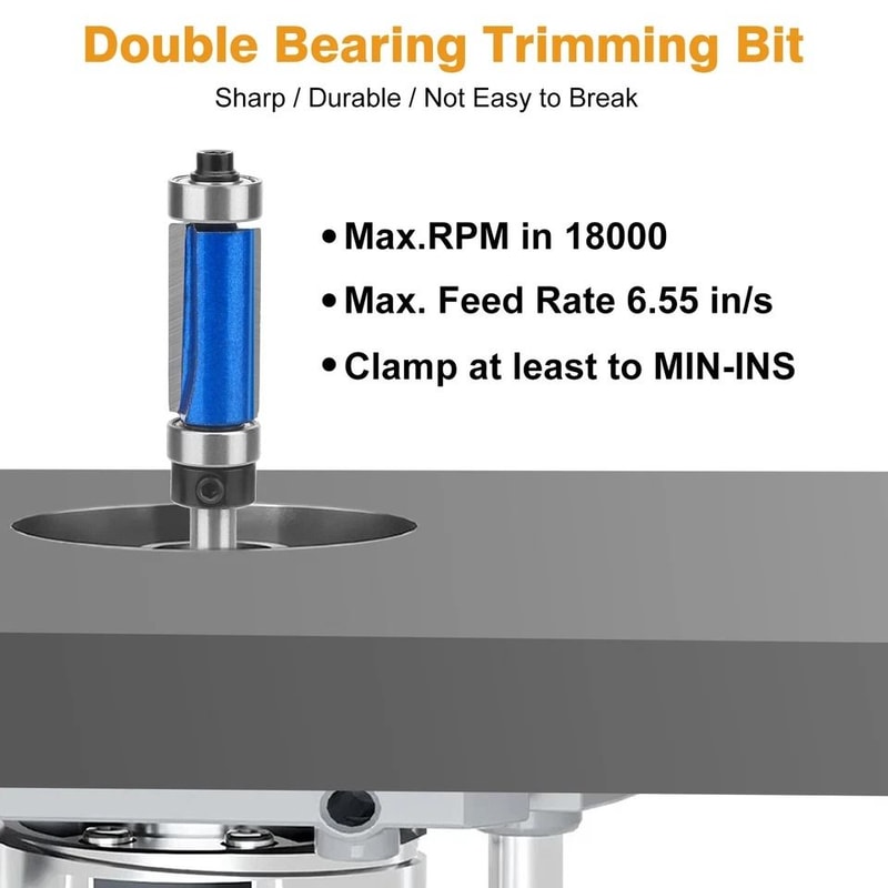 Top And Bottom Bearing Flush Trim Router Bits Shank Cutting Diameter Cutting Lengths 2