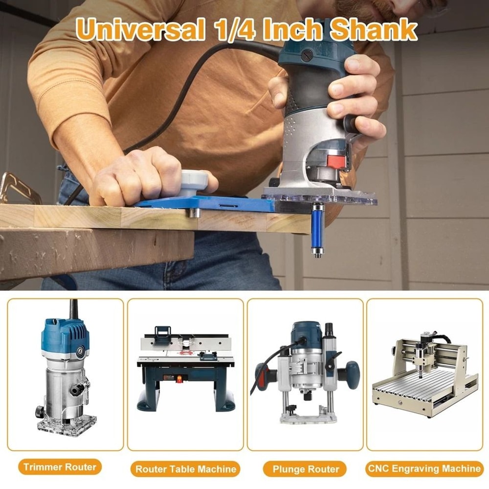 Top And Bottom Bearing Flush Trim Router Bits Shank Cutting Diameter Cutting Lengths 4