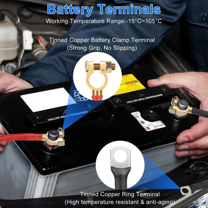 HighPerformance AWG Battery Cable Tinned Copper Terminals For Systems Automotive 3