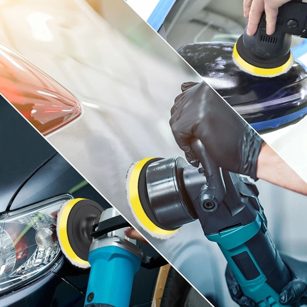 Car Lambs Wool Polishing Kit Buffing Pads Adapter Synthetic Wool Polisher For Detail Cleaning Compo 0