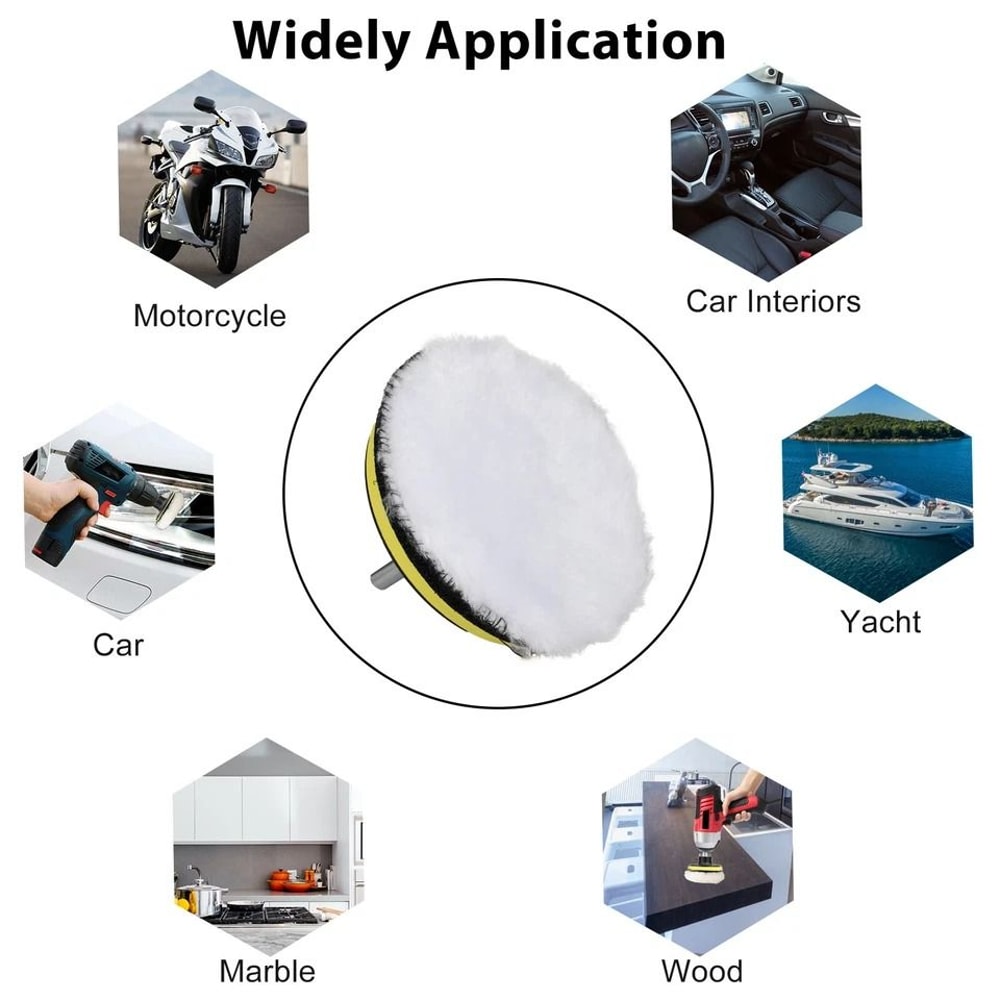 Car Lambs Wool Polishing Kit Buffing Pads Adapter Synthetic Wool Polisher For Detail Cleaning Compo 1