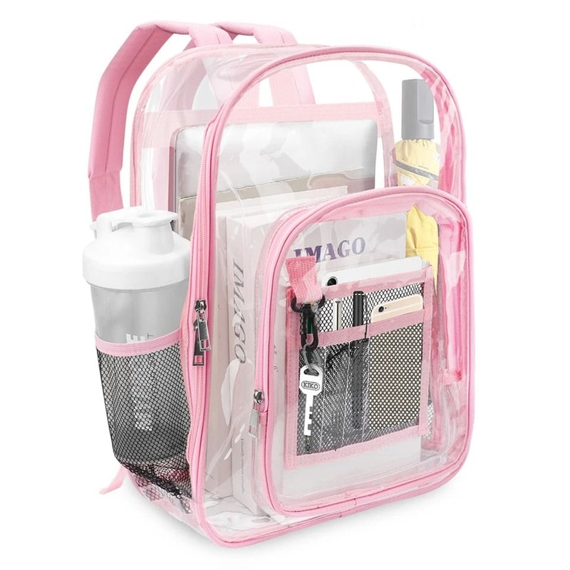 Waterproof Clear Backpack Heavy Duty SeeThrough Stadium Approved Backpack For School Travel Work An 1