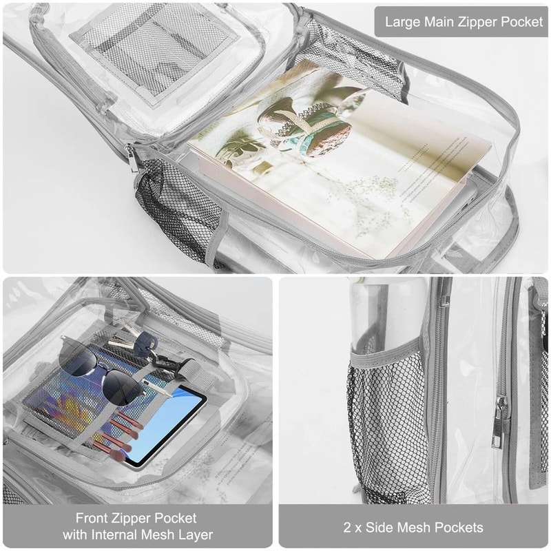 Waterproof Clear Backpack Heavy Duty SeeThrough Stadium Approved Backpack For School Travel Work An 2