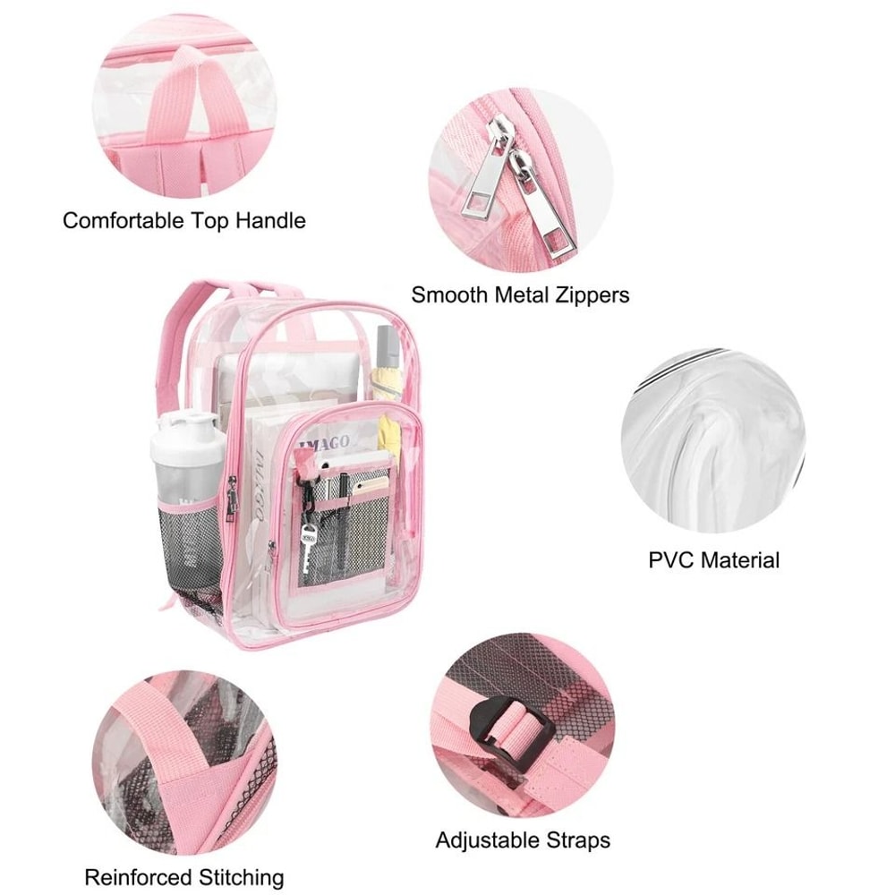 Waterproof Clear Backpack Heavy Duty SeeThrough Stadium Approved Backpack For School Travel Work An 3