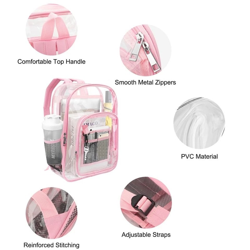 Waterproof Clear Backpack Heavy Duty SeeThrough Stadium Approved Backpack For School Travel Work An 3