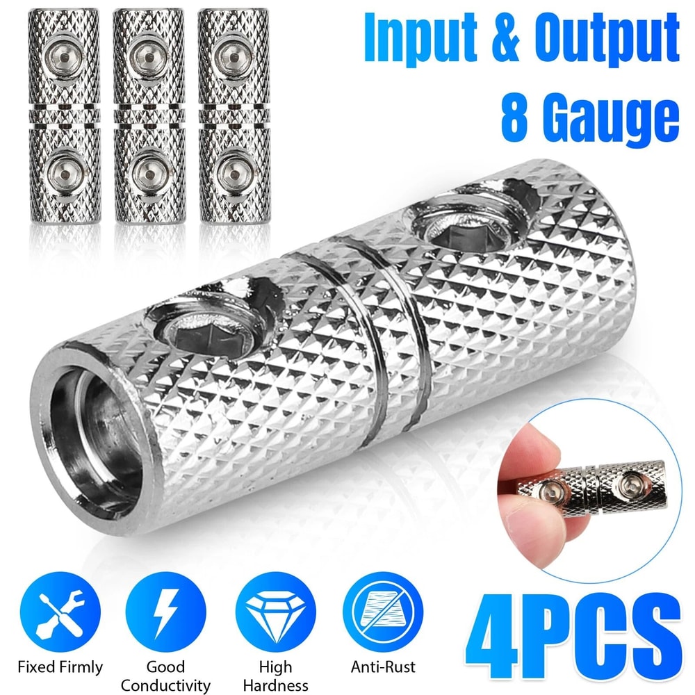 Power Wire Coupler Gauge Terminal Butt Connector Brass Nickel Plated Finish Heavy Duty Wire Extens 6