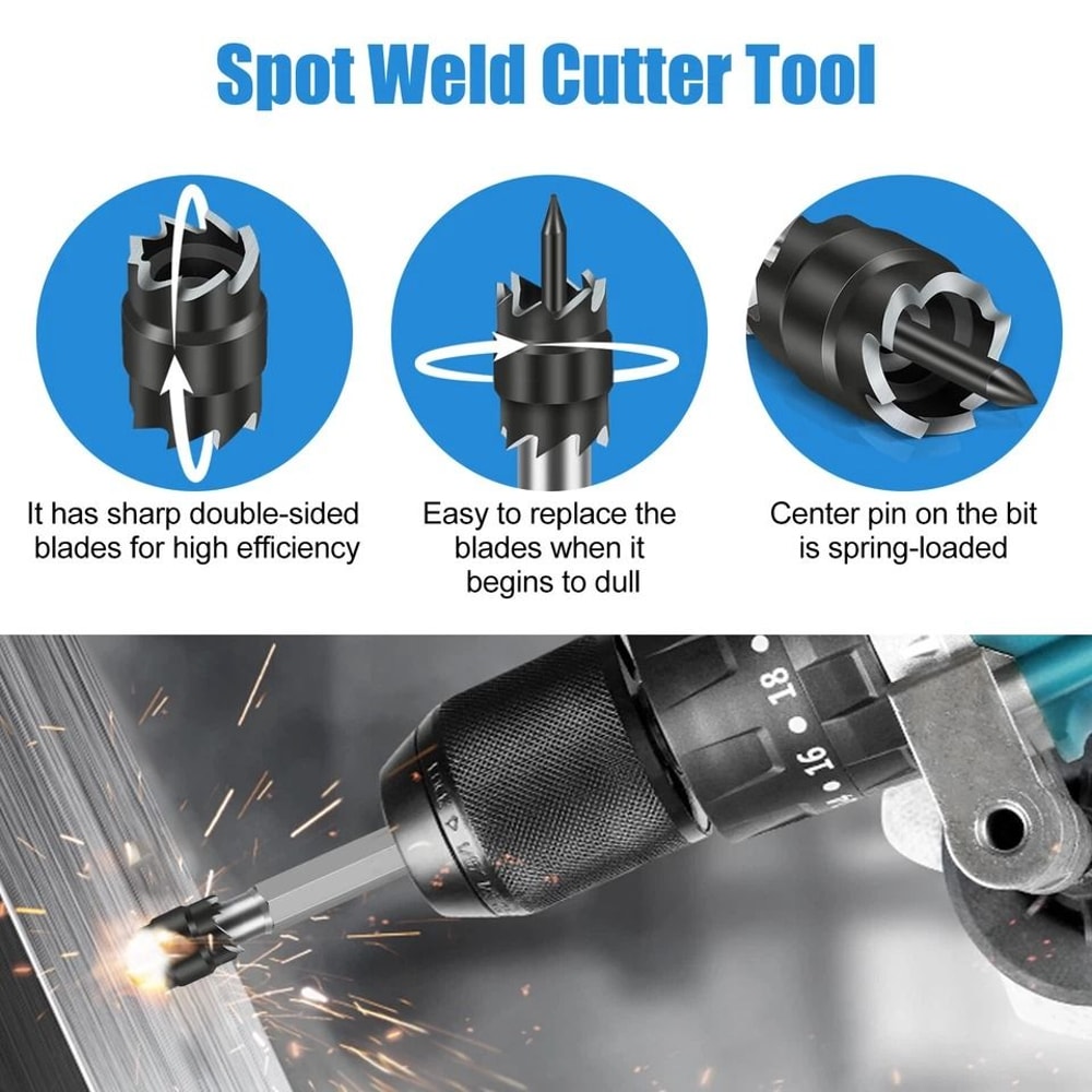 HighPerformance Double Sided Rotary Spot Weld Cutter Stainless Steel Drill Bits Kit For Fast Metal 4