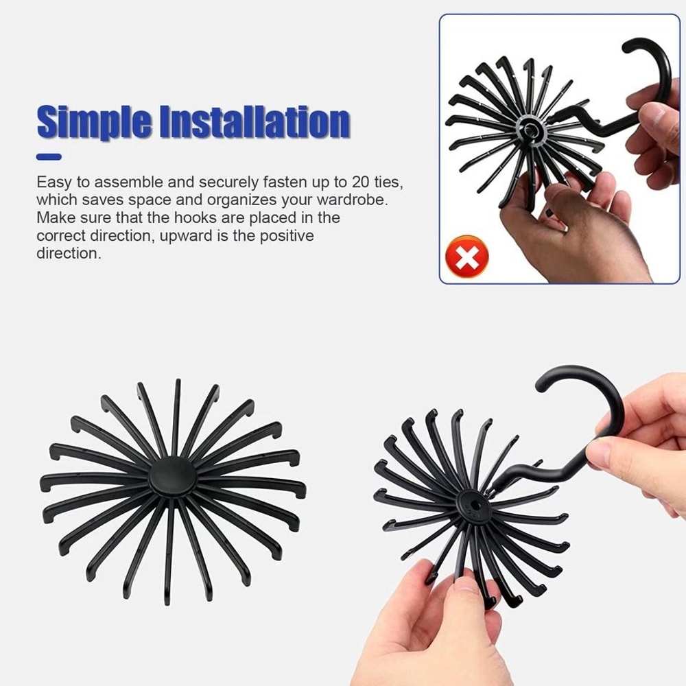 Rotatable Tie Rack HangerHooks Organizer Scarf Belt Necktie Storage Holder 2