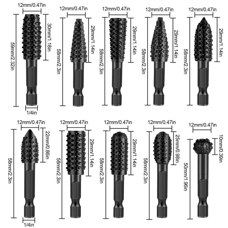 Rotary File Carbon Steel Shank Wood Carving Polishing Tools For DIY Woodworking Projects 6