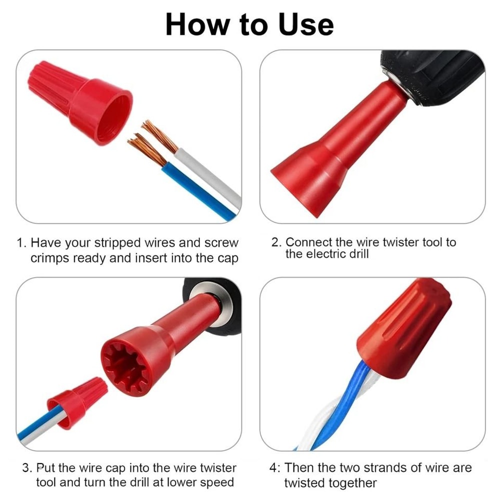 Wire Stripping Twisting Tool Kit Piece With Chuck Drill AdapterWay Electrical Wire Twister 2