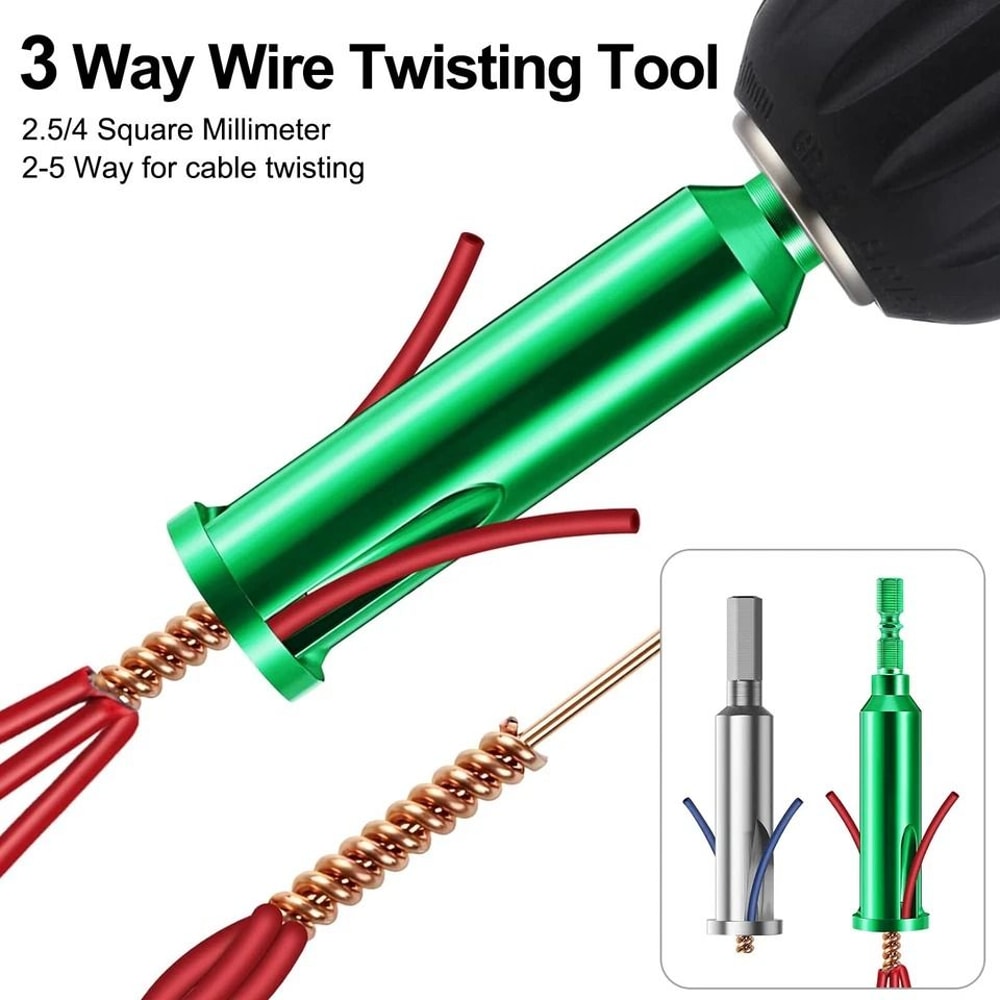 Wire Stripping Twisting Tool Kit Piece With Chuck Drill AdapterWay Electrical Wire Twister 4