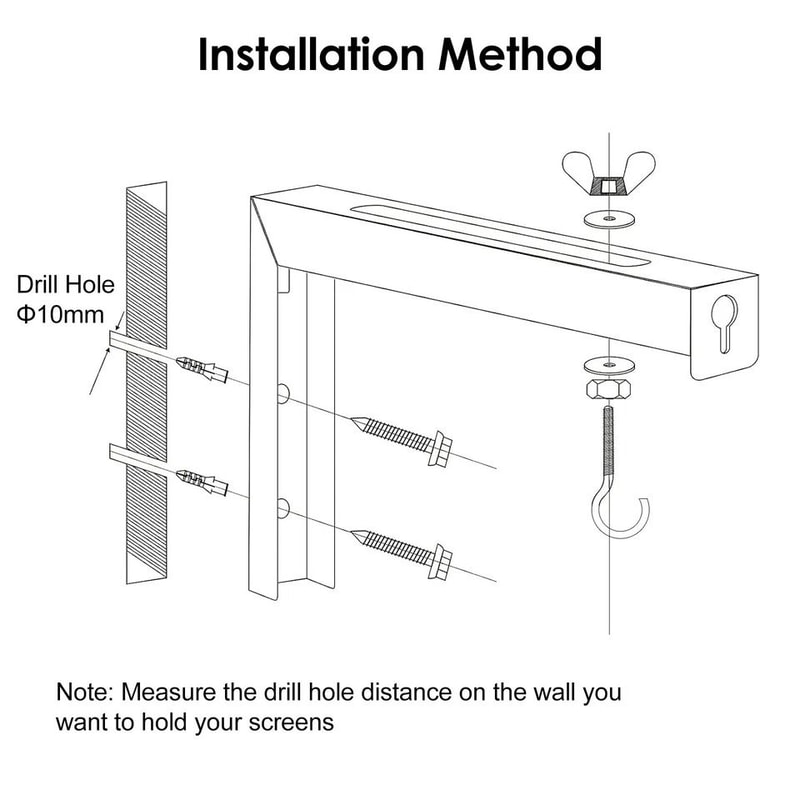 Adjustable Projector Screen Wall Mount Ceiling Mount LBracket With Hooks Capacity Durable Versatile