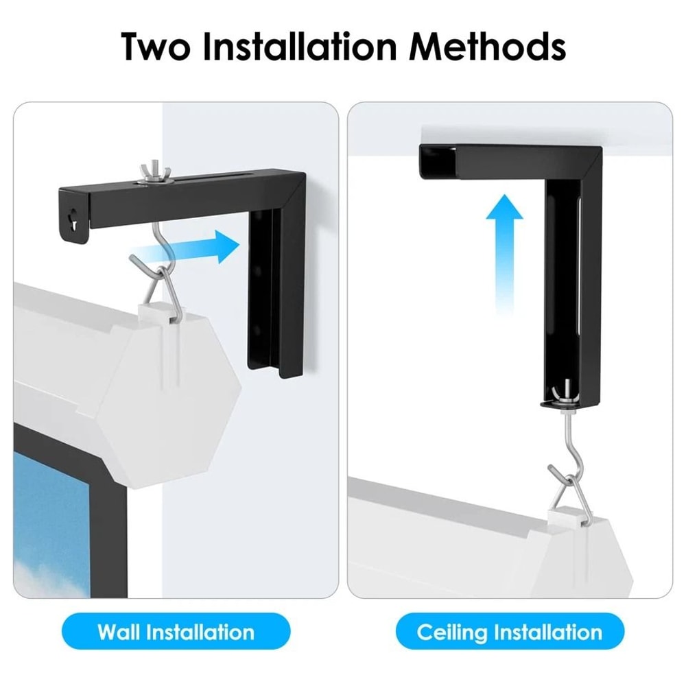 Adjustable Projector Screen Wall Mount Ceiling Mount LBracket With Hooks Capacity Durable Versatile