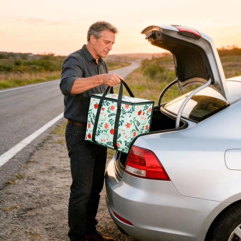 Reusable Grocery Bags With Dual Zippers Heavy Duty Insulated Cooler Bag Collapsible And Foldable 2