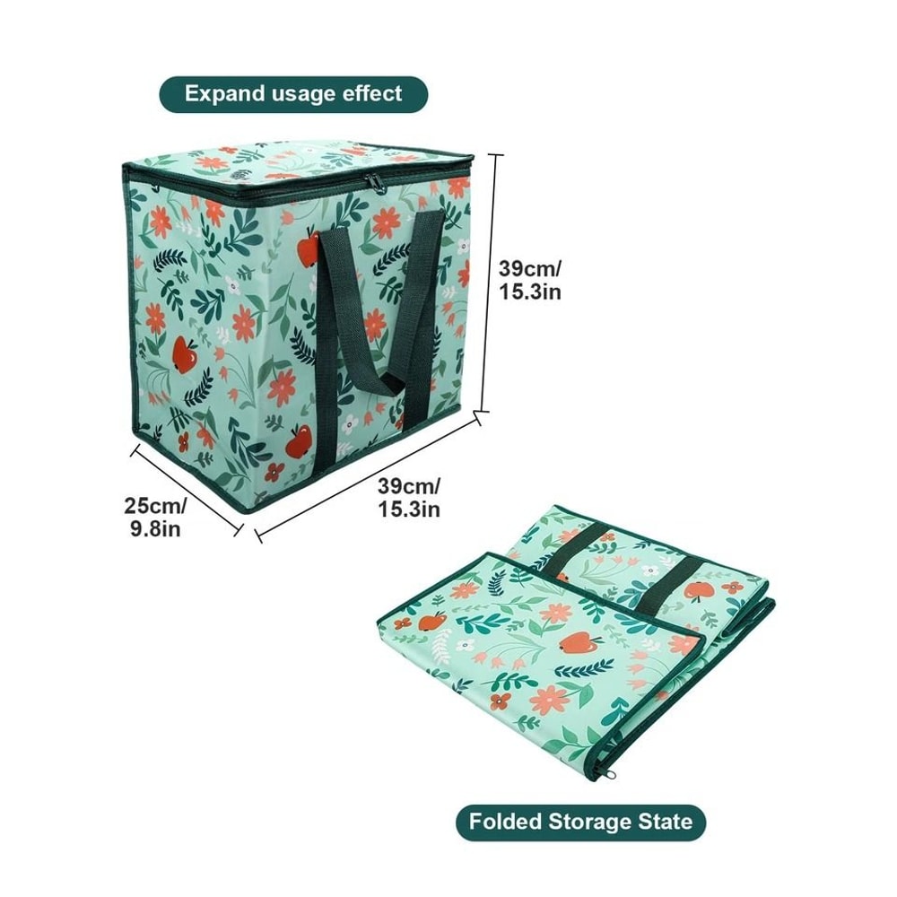 Reusable Grocery Bags With Dual Zippers Heavy Duty Insulated Cooler Bag Collapsible And Foldable 5