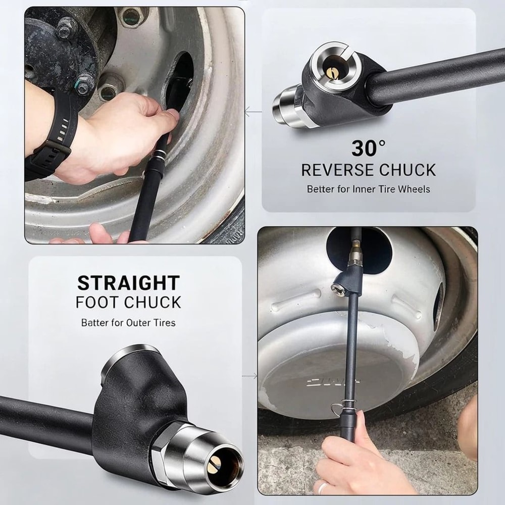 Tire Pressure Gauge PSI Dual Head Chuck Straight Reverse For Car Motorcycle RV Truck ATV 2