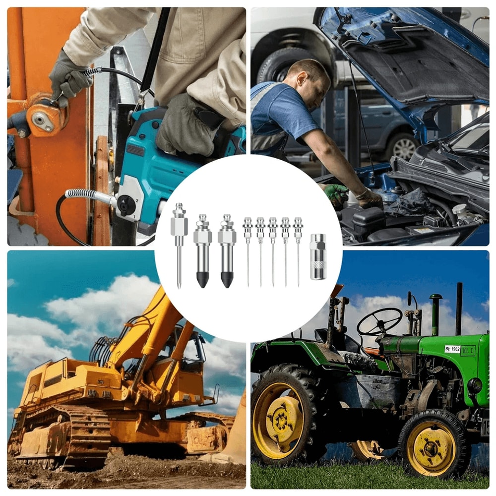 Grease Needle Nozzle Kit Rubber Nipple Adapter Fitting Tool For Automotive Industrial Greasing 6