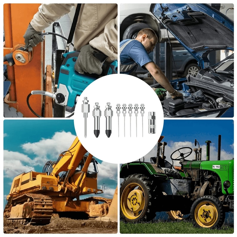 Grease Needle Nozzle Kit Rubber Nipple Adapter Fitting Tool For Automotive Industrial Greasing 6