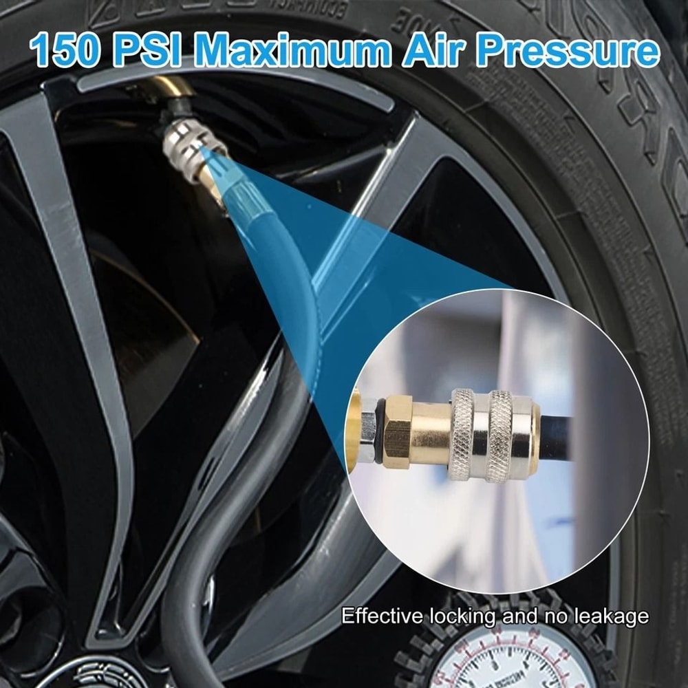 Brass PSI Air Chuck Open Flow FNPT Tire Inflator Adapter HeavyDuty Nozzle For Motorcycles Trucks 3