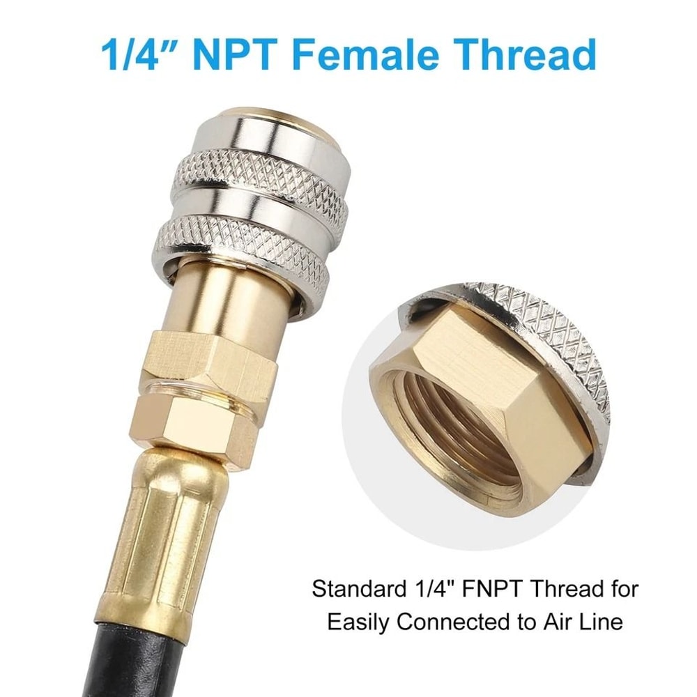 Brass PSI Air Chuck Open Flow FNPT Tire Inflator Adapter HeavyDuty Nozzle For Motorcycles Trucks 4