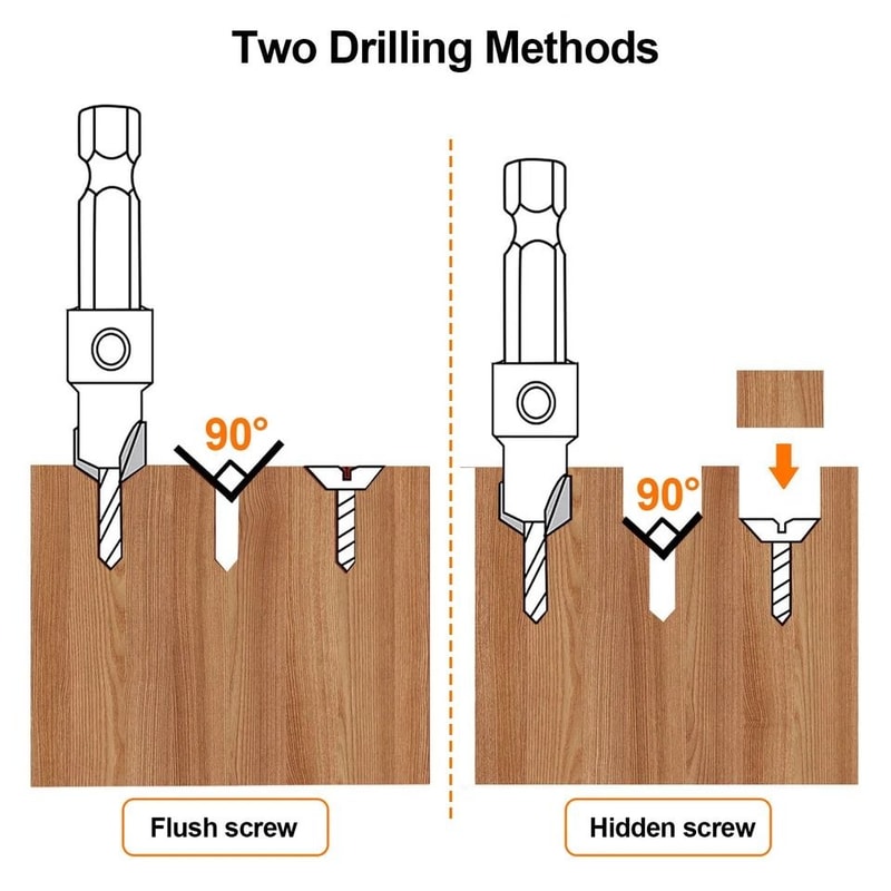 Hex Shank Drill Bits Tapered Countersink Set For Woodworking Quick Change Durable HighSpeed Steel 6