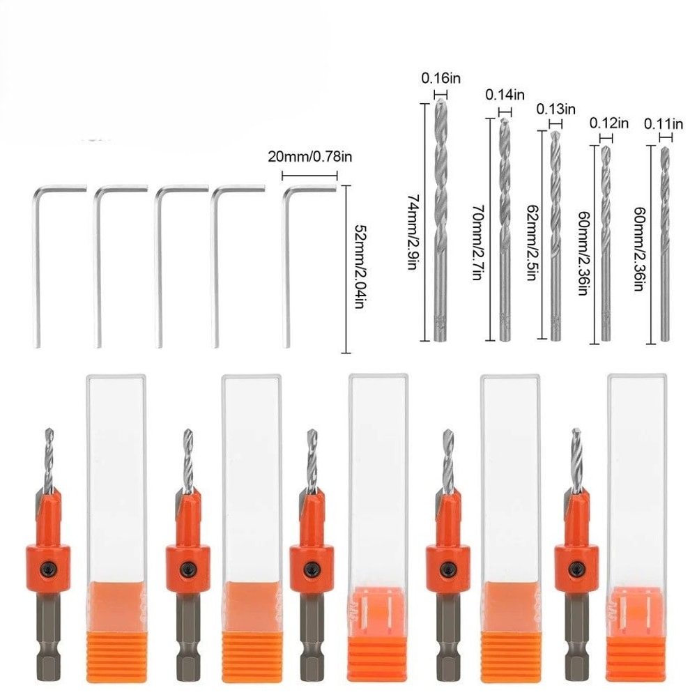 Hex Shank Drill Bits Tapered Countersink Set For Woodworking Quick Change Durable HighSpeed Steel 7