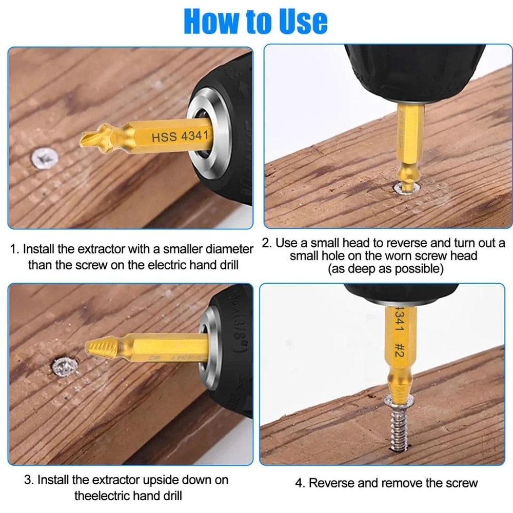 Damaged Screw Extractor Broken Bolt Remover Kit Speed Out Tool For Stripped Rusted Painted Screws 3