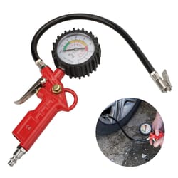 heavy-duty tire inflator gun, psi gauge with npt, flexible hose air chuck