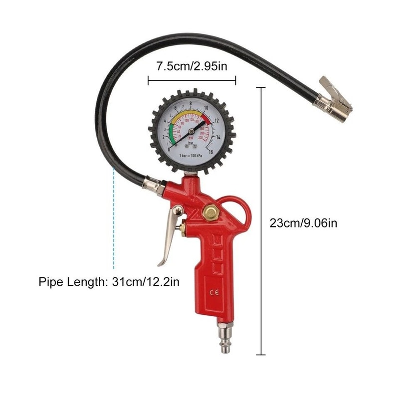 HeavyDuty Tire Inflator Gun PSI Gauge With NPT Flexible Hose Air Chuck 1