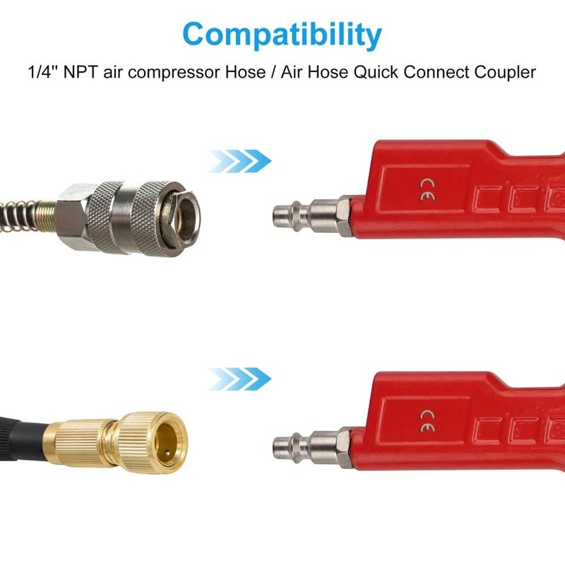 HeavyDuty Tire Inflator Gun PSI Gauge With NPT Flexible Hose Air Chuck 5