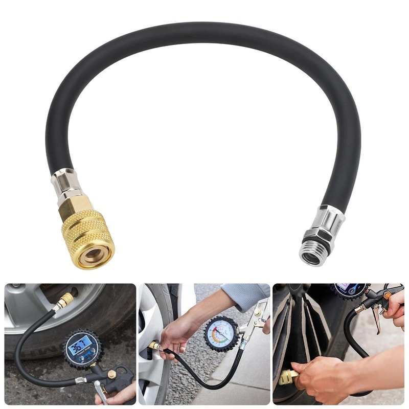 Tire Valve Extension Tube Flexible Air Stem Hose Dual Extender For RVs Trucks Trailers 0