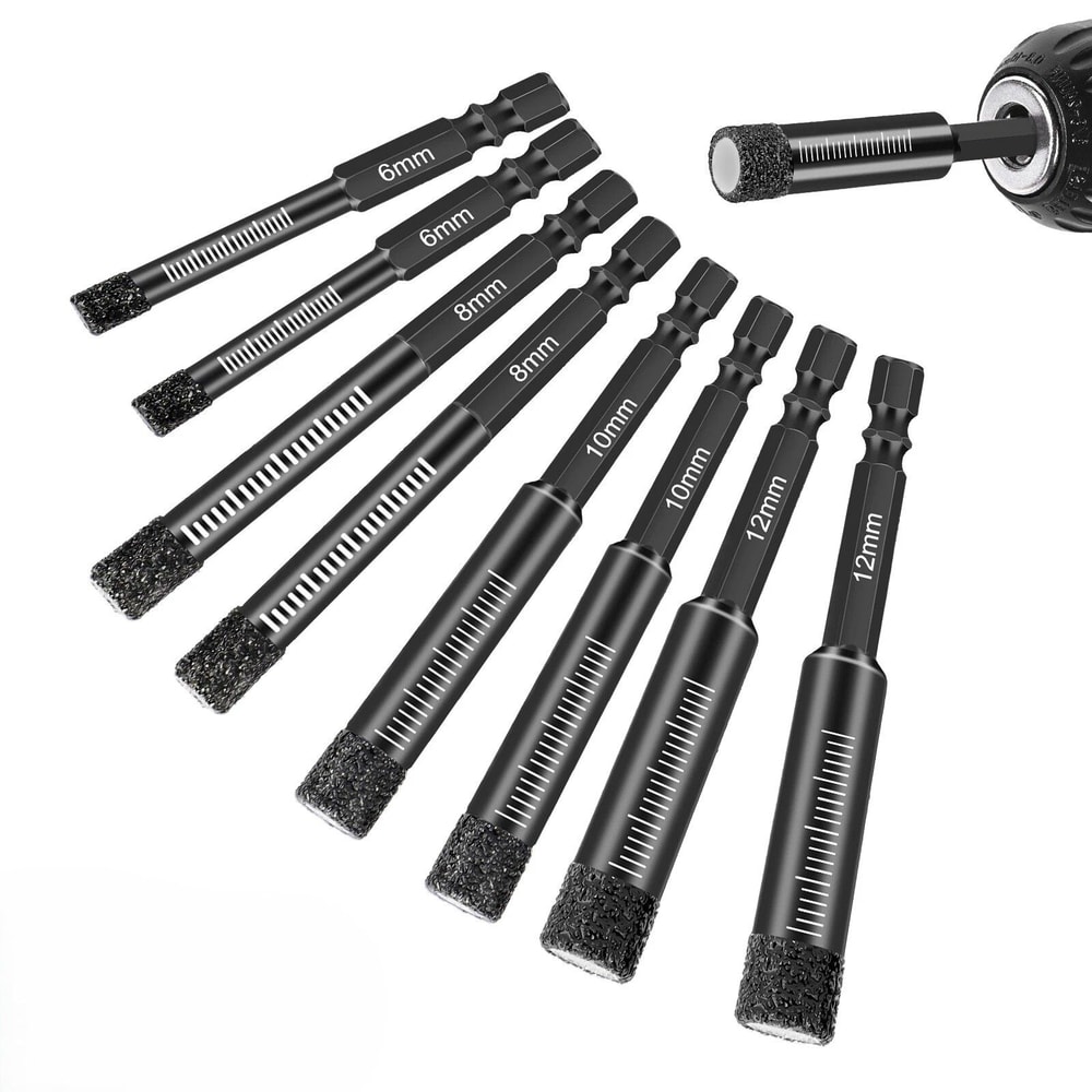 Dry Diamond Core Drill Bits Hex Shank 8pc For Glass Ceramic Granite Marble Tile Durable Drilling 0