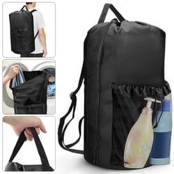 heavy duty large laundry backpack, drawstring closure hamper, portable bag for dirty clothes and storage