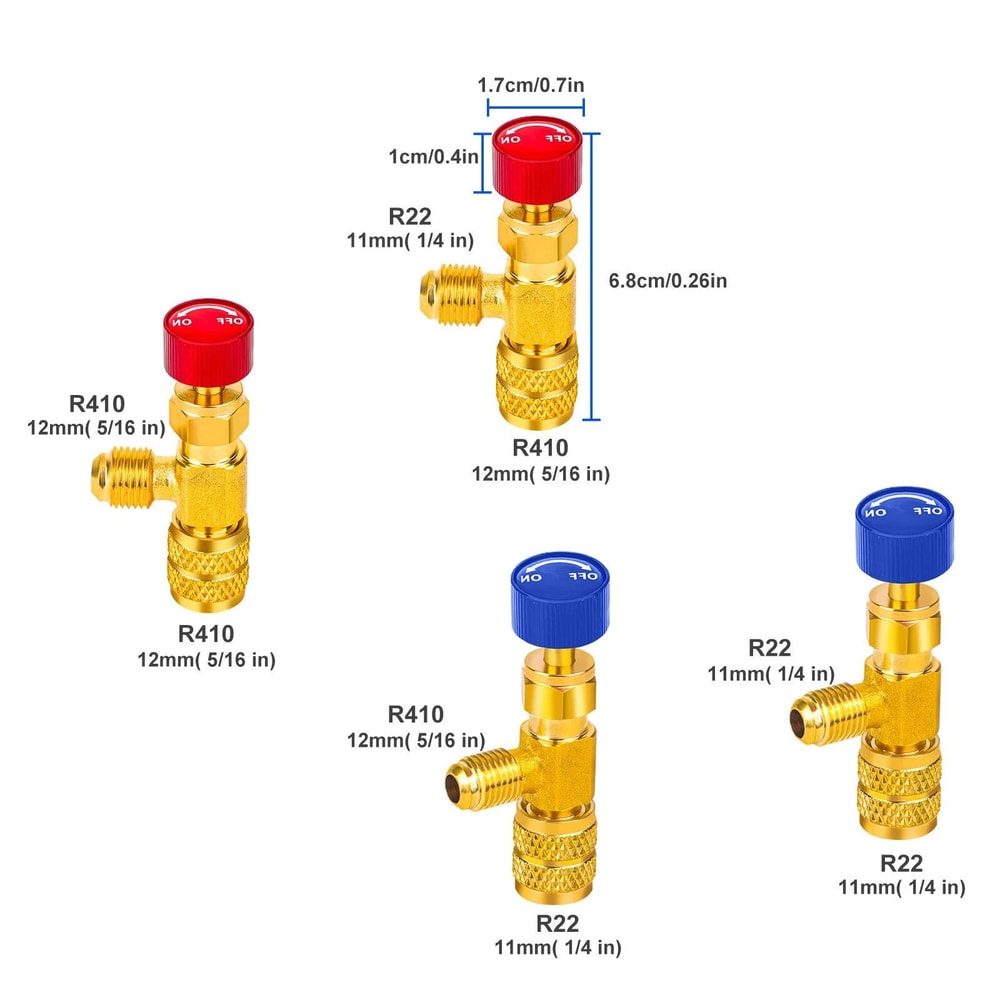Safety Valve Adapter Refrigerant Charging Valve Air Conditioner Conversion Kit 3