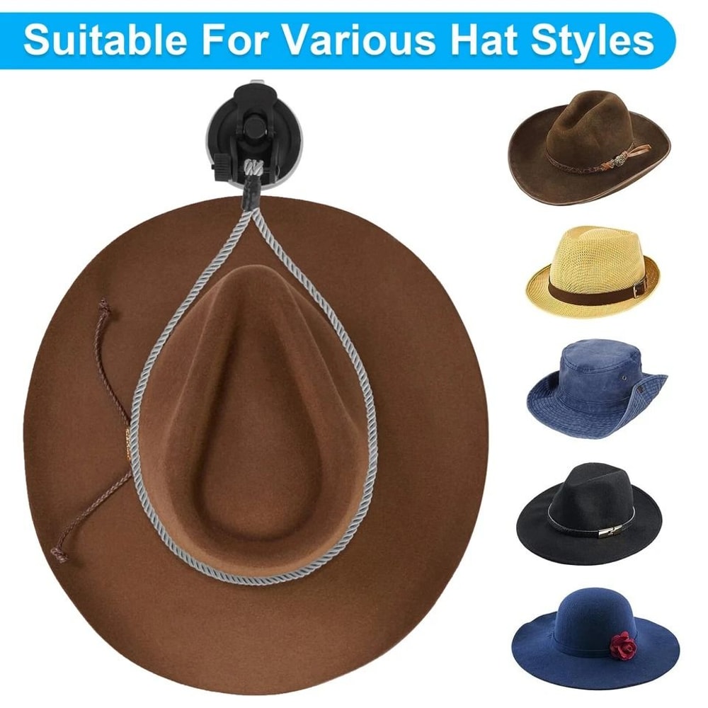 Car Hat Mounts Cowboy Cap Holder With Suction Cup Hat Rack Door Hanger Portable Storage Organizer 3