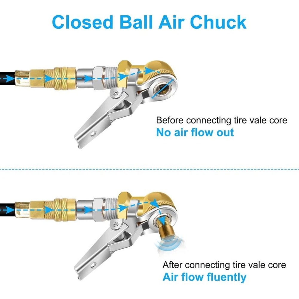 Brass Air Chuck With LockOn Clip FNPT Quick Connect For Tire Inflation Up To PSI 3