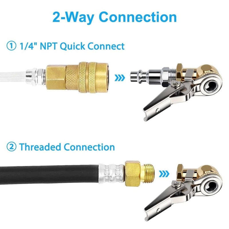 Brass Air Chuck With LockOn Clip FNPT Quick Connect For Tire Inflation Up To PSI 4