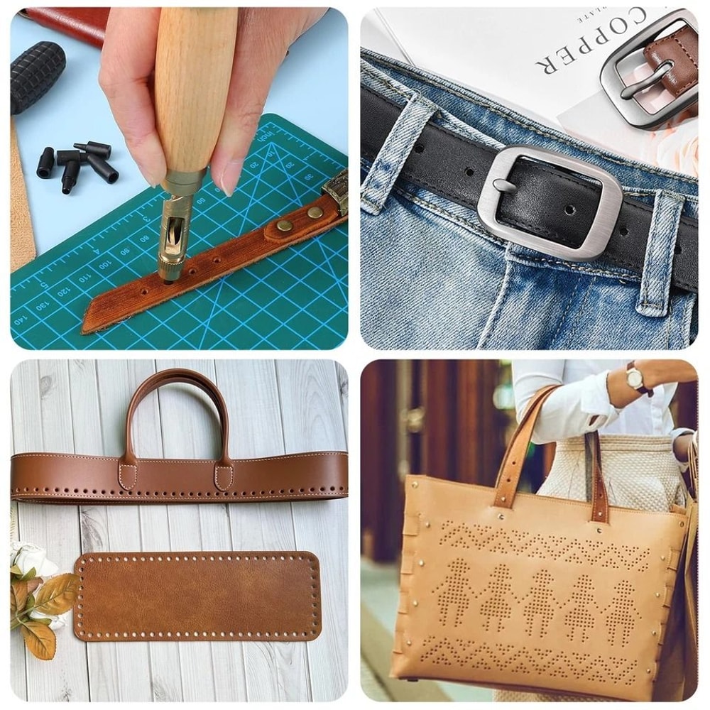 Heavy Duty Leather Belt Punch Tool SpringLoaded Hole Setter Handheld Adjustable Punch Sizes For Bel 1