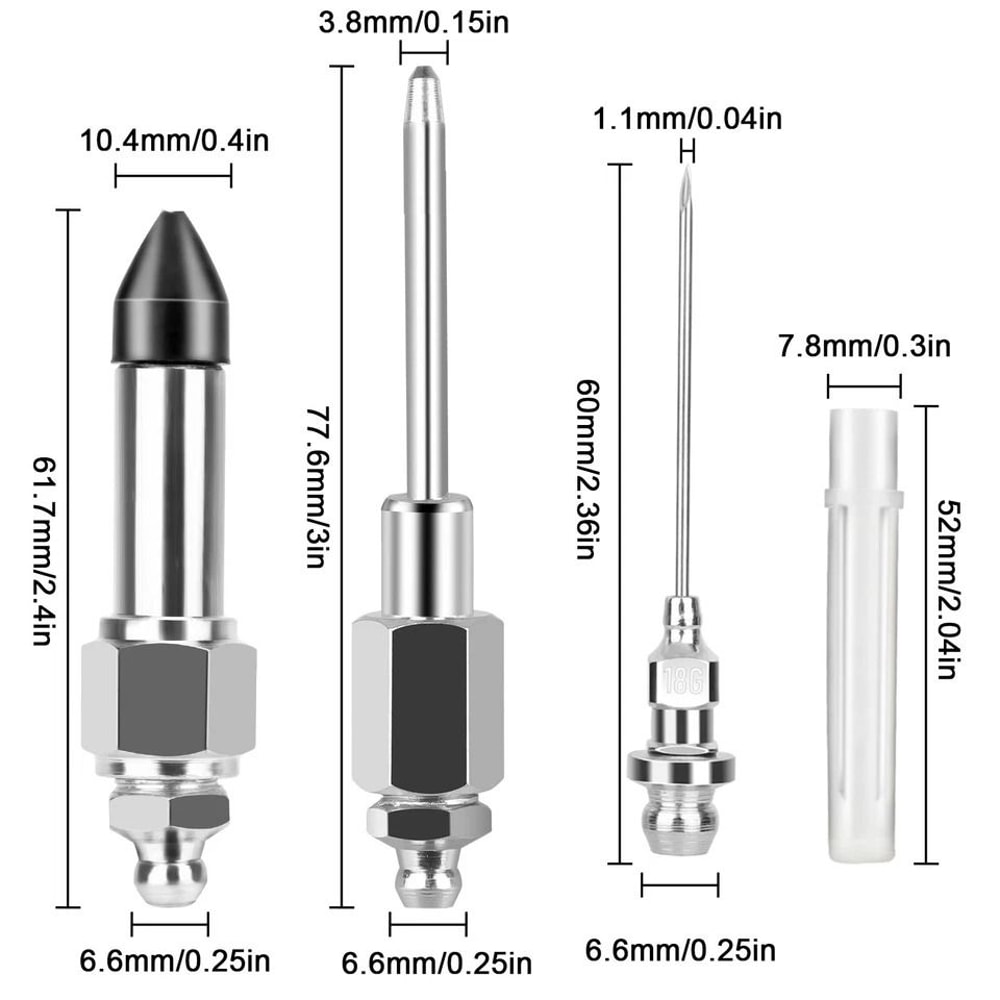 Grease Injector Needle Set Grease Gun Nozzle Rubber Joint Tip For Automotive Industrial And Machine 5