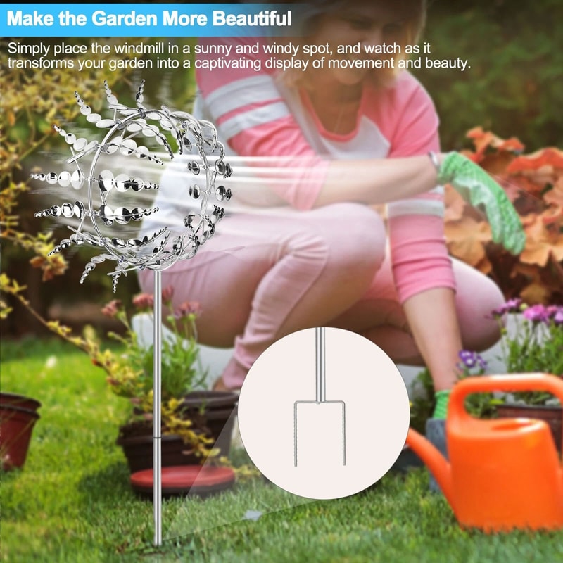 Metal Windmill Sculpture Unique Wind Catchers Yard Garden Outdoor Kinetic Wind Spinner Perfect For 1